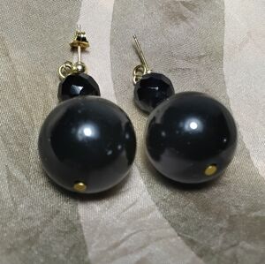 Vintage 14K Black Onyx Earrings